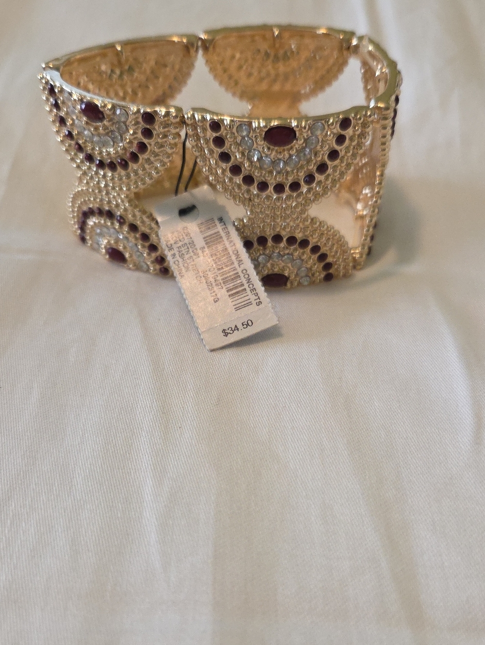 INC International Concepts Gold-Tone Cuff with Burgundy Accents